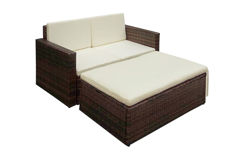 Haveloungesæt 2 Dele Med Hynder Polyrattan Brun - Brun - Havemøbler - Loungemøbler - Loungesæt