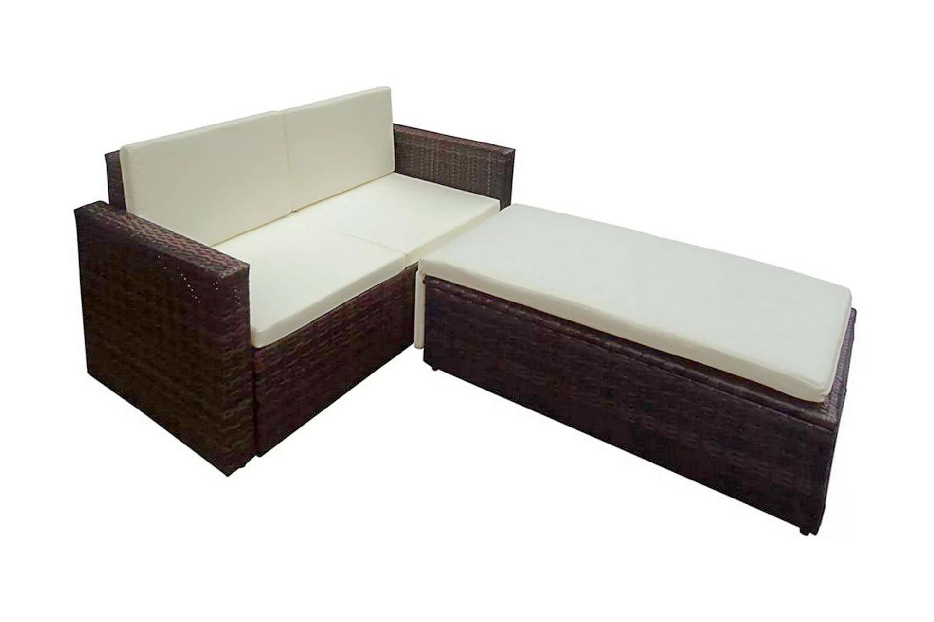 Haveloungesæt 2 Dele Med Hynder Polyrattan Brun - Brun - Havemøbler - Loungemøbler - Loungesæt