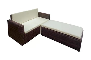 Haveloungesæt 2 Dele Med Hynder Polyrattan Brun - Brun - Havemøbler - Loungemøbler - Loungesæt