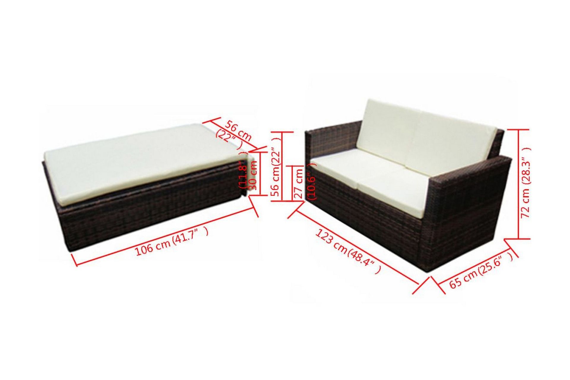 Haveloungesæt 2 Dele Med Hynder Polyrattan Brun - Brun - Havemøbler - Loungemøbler - Loungesæt