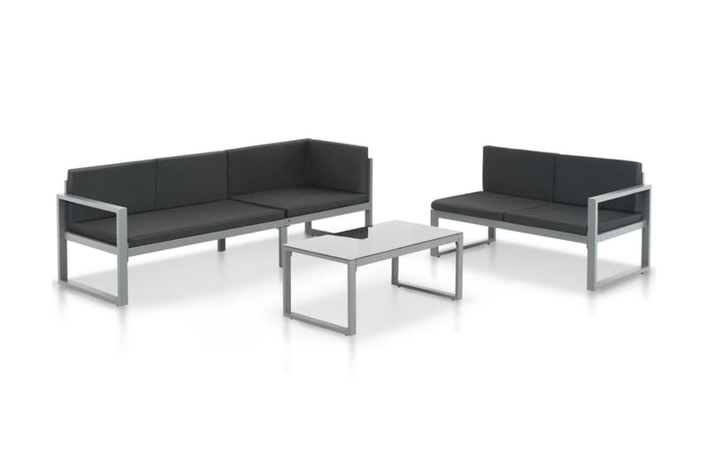 Haveloungesæt 3 Dele Med Hynder Aluminium Sort - Sort - Altanmøbler - Sofagrupper udendørs - Loungesæt