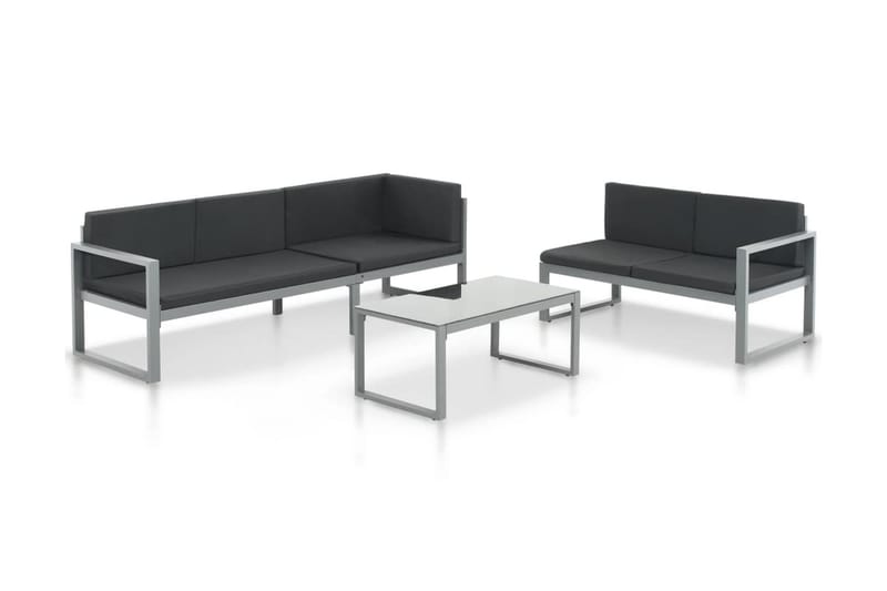 Haveloungesæt 3 Dele Med Hynder Aluminium Sort - Sort - Havemøbler - Loungemøbler - Loungesæt