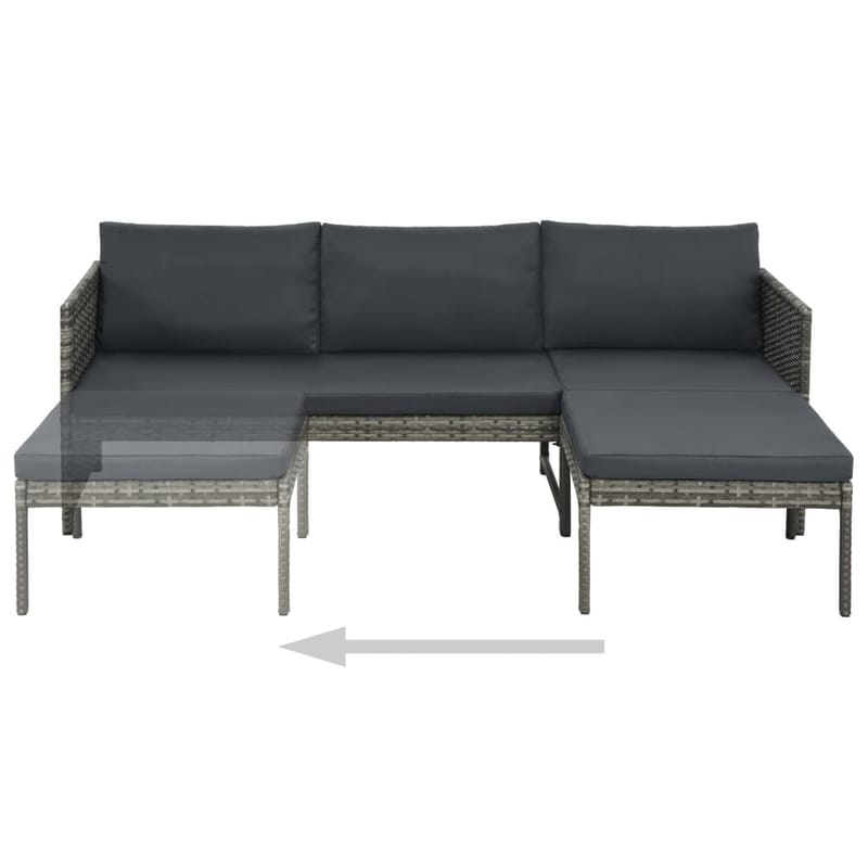 Haveloungesæt 3 Dele Med Hynder Polyrattan Grå - Grå - Havemøbler - Loungemøbler - Loungesæt