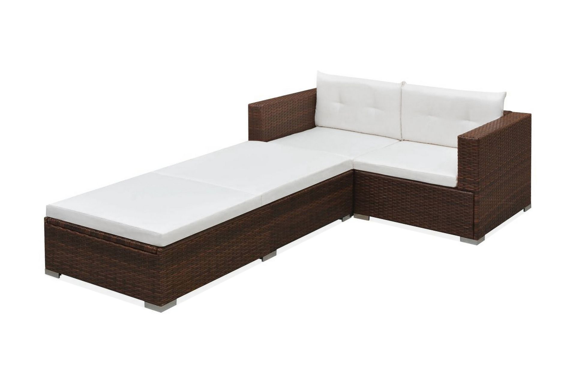Haveloungesæt 3 Dele Med Hynder Polyrattan Brun - Brun - Havemøbler - Loungemøbler - Loungesæt