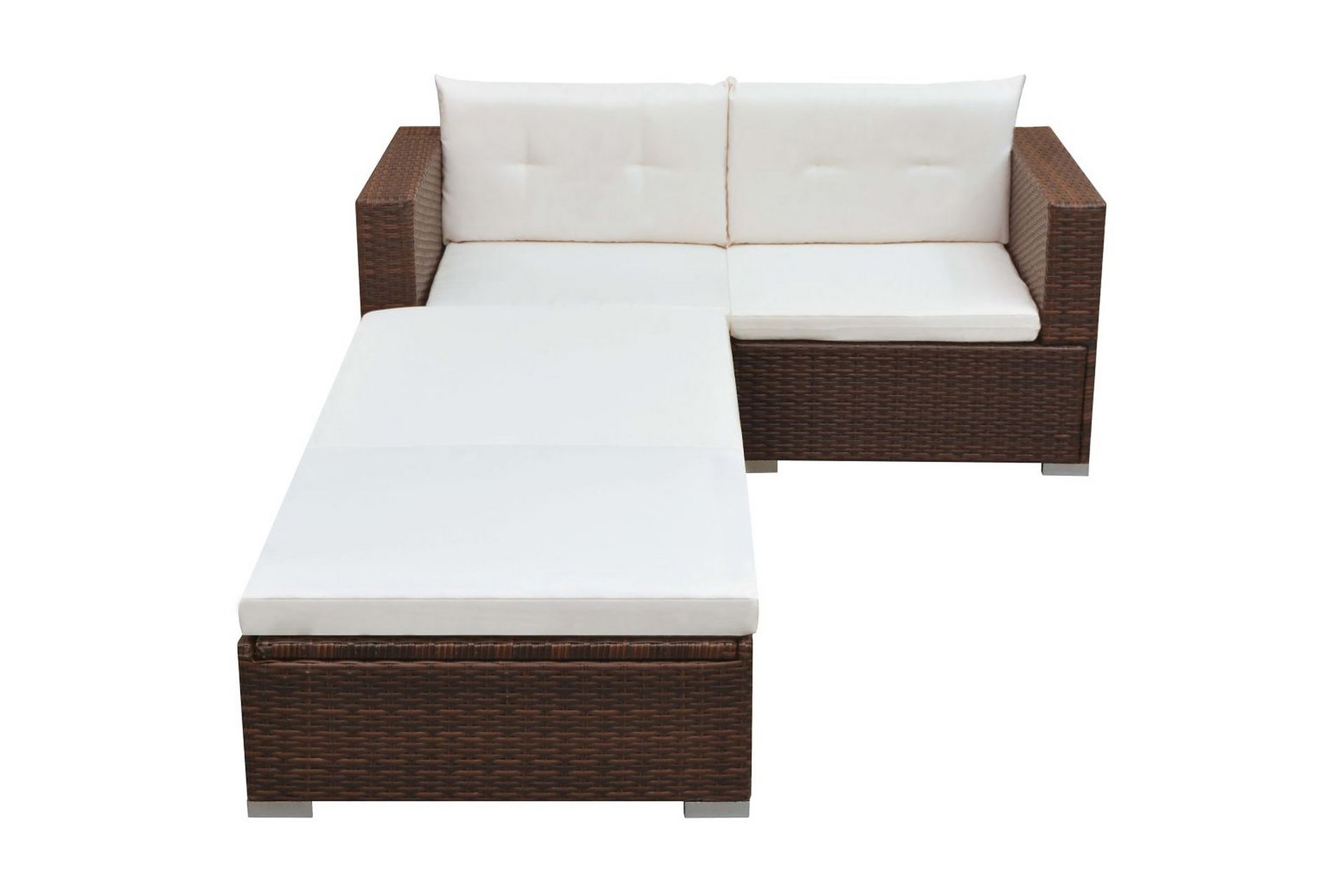 Haveloungesæt 3 Dele Med Hynder Polyrattan Brun - Brun - Havemøbler - Loungemøbler - Loungesæt