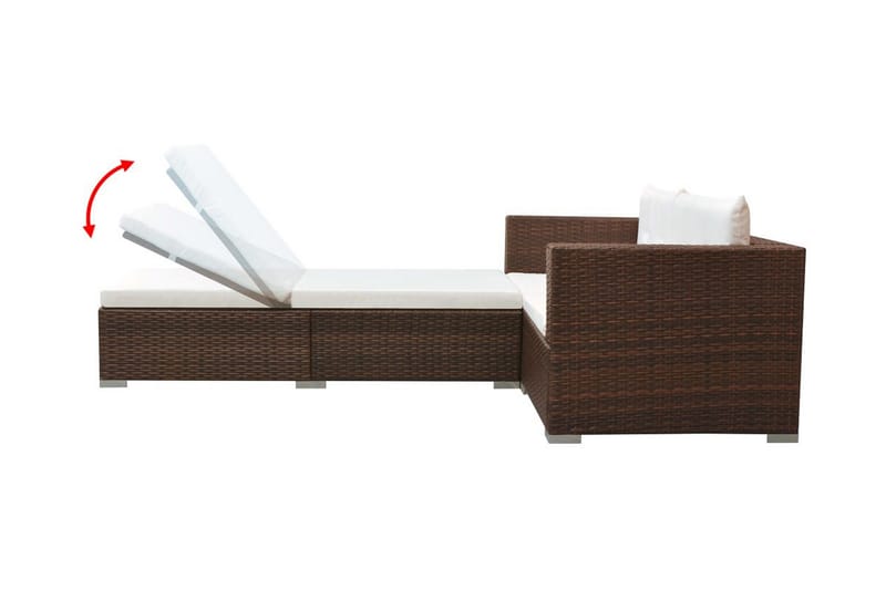 Haveloungesæt 3 Dele Med Hynder Polyrattan Brun - Brun - Havemøbler - Loungemøbler - Loungesæt