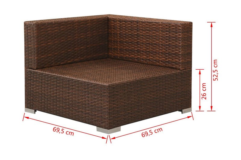 Haveloungesæt 3 Dele Med Hynder Polyrattan Brun - Brun - Havemøbler - Loungemøbler - Loungesæt