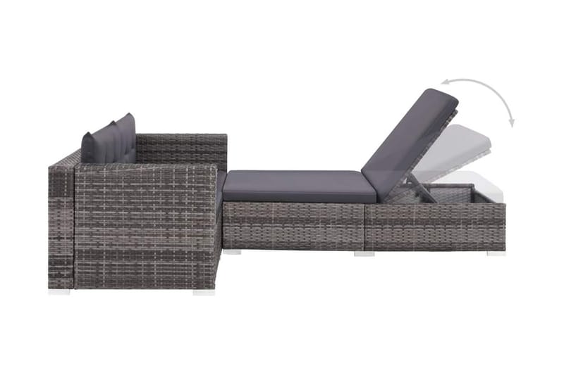 Haveloungesæt 3 Dele Med Hynder Polyrattan Grå - Grå - Havemøbler - Loungemøbler - Loungesæt