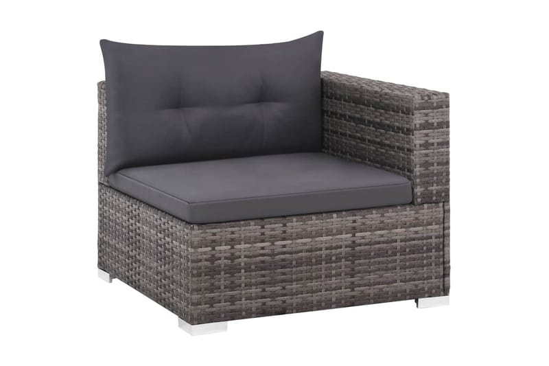 Haveloungesæt 3 Dele Med Hynder Polyrattan Grå - Grå - Havemøbler - Loungemøbler - Loungesæt