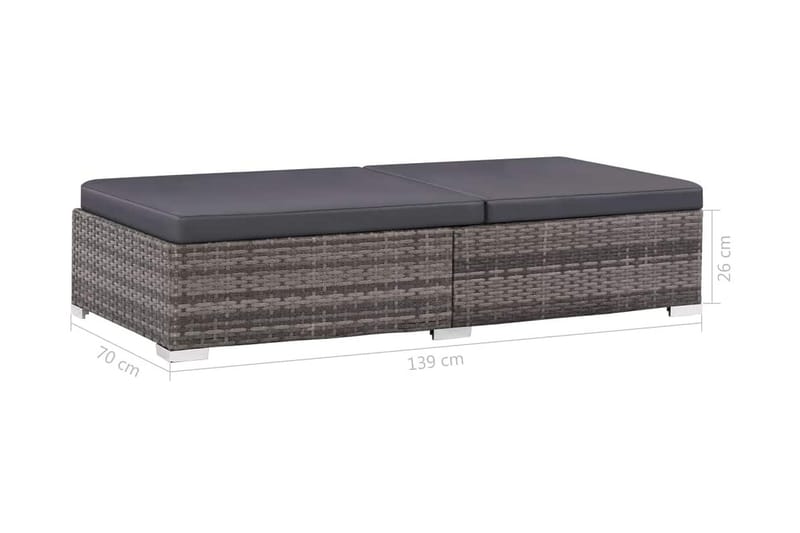 Haveloungesæt 3 Dele Med Hynder Polyrattan Grå - Grå - Havemøbler - Loungemøbler - Loungesæt