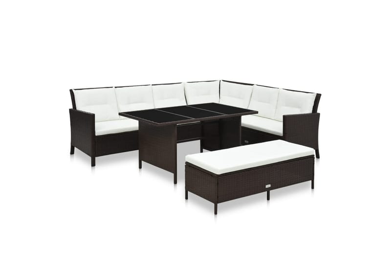 haveloungesæt 3 dele med hynder polyrattan brun - Brun - Havemøbler - Loungemøbler - Loungesæt