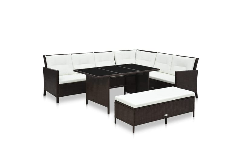 haveloungesæt 3 dele med hynder polyrattan brun - Brun - Altanmøbler - Sofagrupper udendørs - Loungesæt