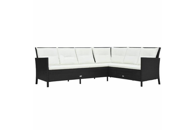 Haveloungesæt 3 Dele Med Hynder Polyrattan Sort - Sort - Havemøbler - Loungemøbler - Loungesæt