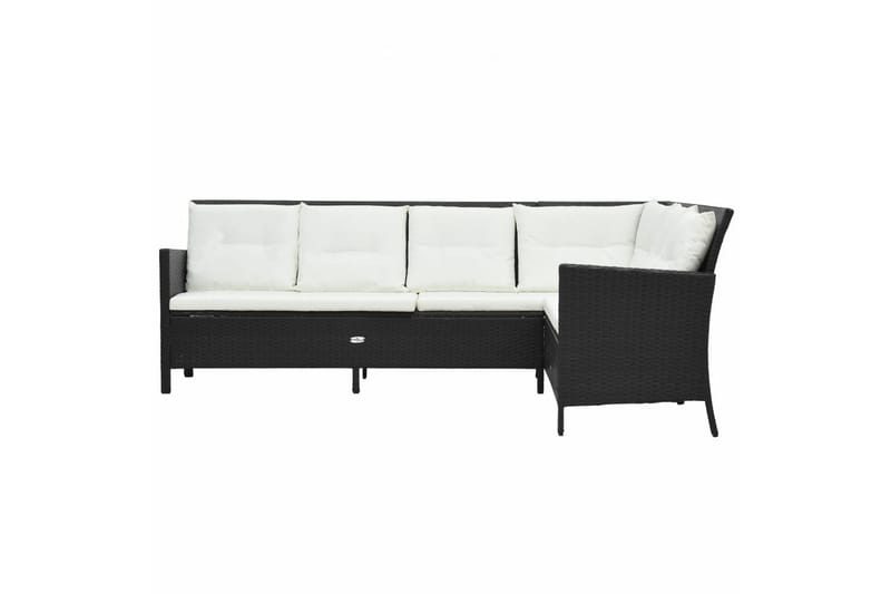 Haveloungesæt 3 Dele Med Hynder Polyrattan Sort - Sort - Havemøbler - Loungemøbler - Loungesæt