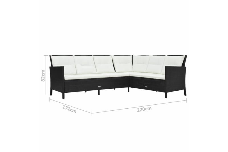 Haveloungesæt 3 Dele Med Hynder Polyrattan Sort - Sort - Havemøbler - Loungemøbler - Loungesæt