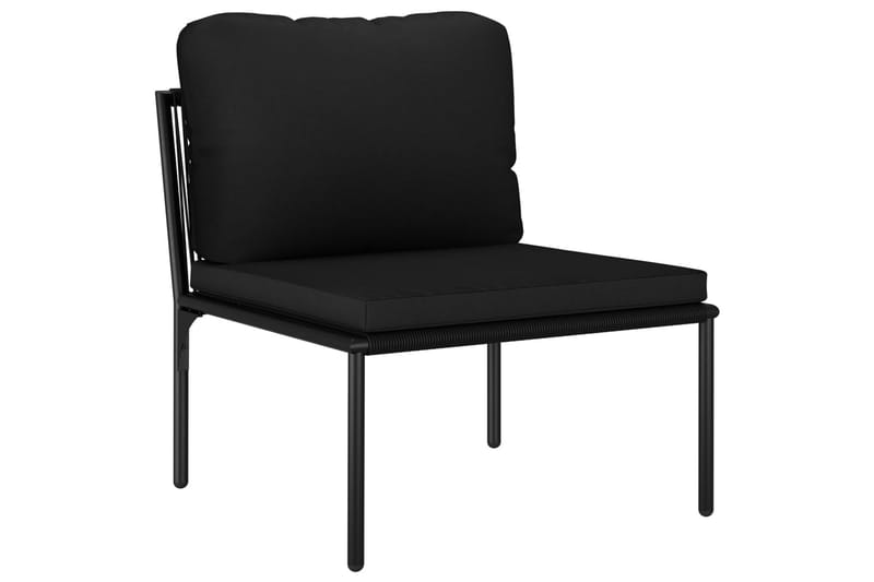 Haveloungesæt 3 Dele Med Hynder Pvc Sort - Sort - Havemøbler - Loungemøbler - Loungesæt