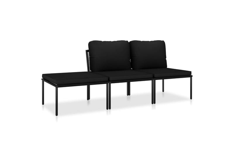 Haveloungesæt 3 Dele Med Hynder Pvc Sort - Sort - Havemøbler - Loungemøbler - Loungesæt