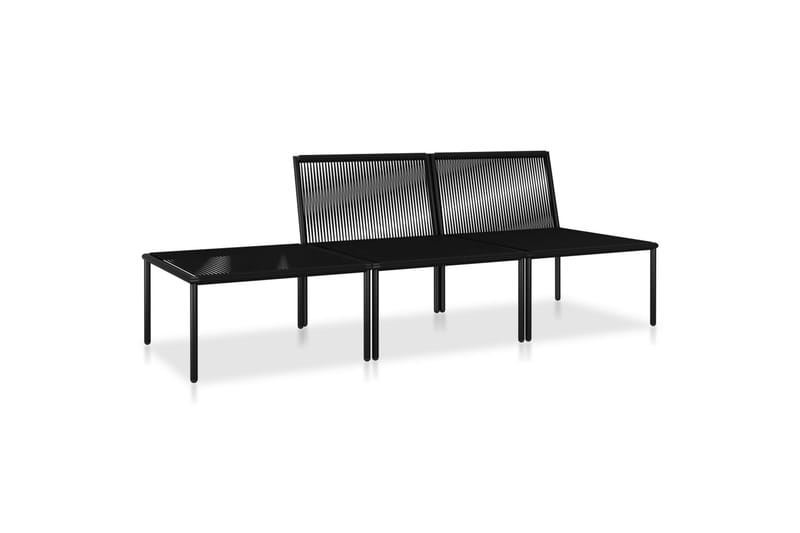 Haveloungesæt 3 Dele Med Hynder Pvc Sort - Sort - Havemøbler - Loungemøbler - Loungesæt