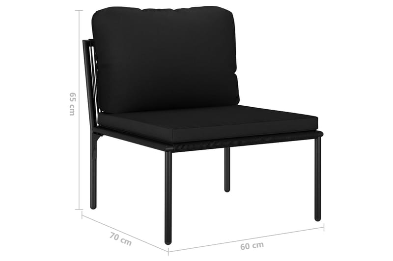 Haveloungesæt 3 Dele Med Hynder Pvc Sort - Sort - Havemøbler - Loungemøbler - Loungesæt