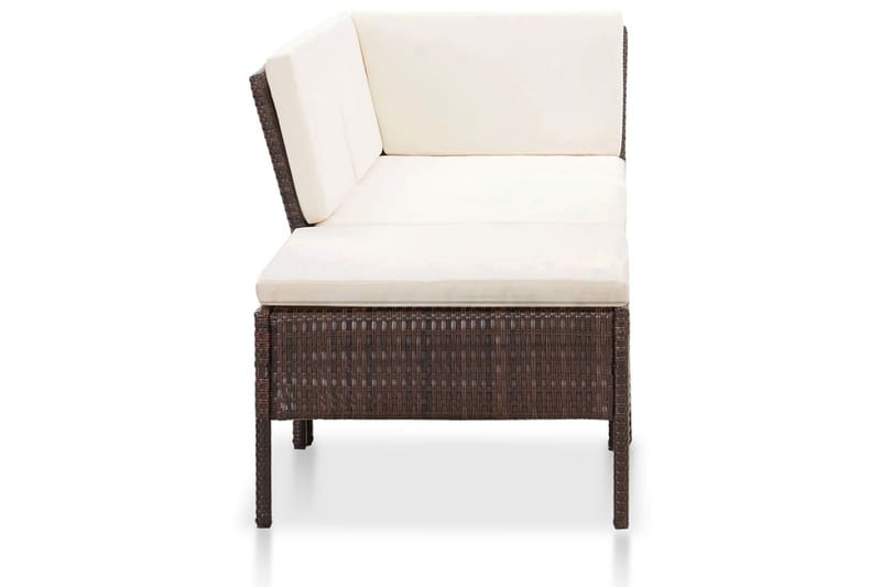 Haveloungesæt 3 Dele med Hynder Polyrattan Brun - Brun - Havemøbler - Loungemøbler - Loungesæt