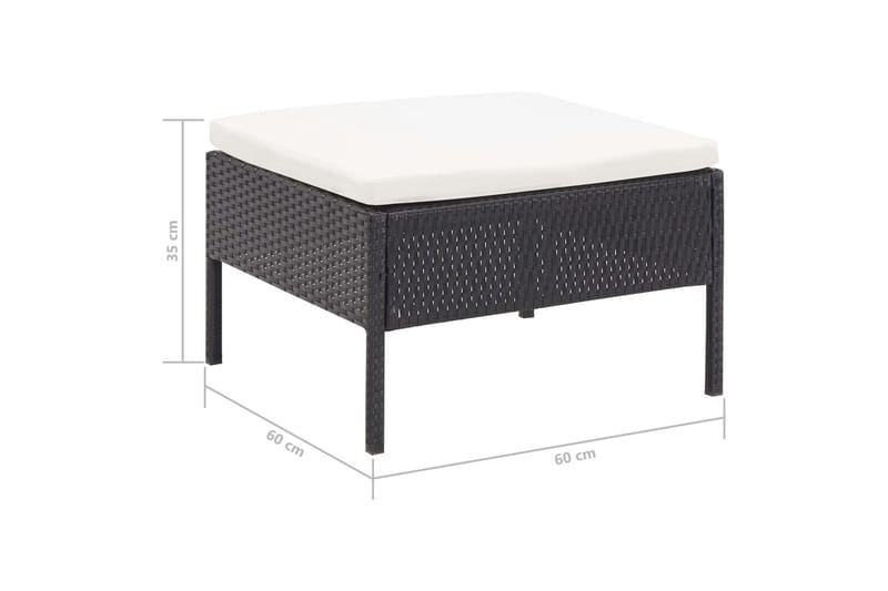 Haveloungesæt 3 Dele med Hynder Polyrattan Sort - Sort - Havemøbler - Loungemøbler - Loungesæt