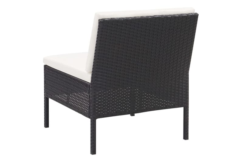 Haveloungesæt 3 Dele med Hynder Polyrattan Sort - Sort - Havemøbler - Loungemøbler - Loungesæt