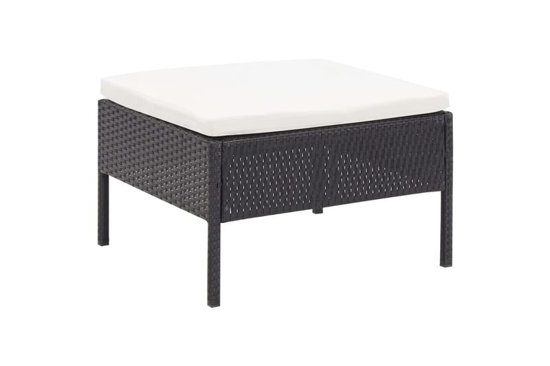 Haveloungesæt 3 Dele med Hynder Polyrattan Sort - Sort - Havemøbler - Loungemøbler - Loungesæt