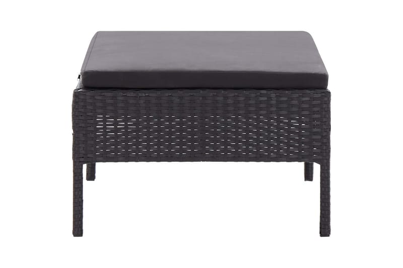 Haveloungesæt 3 Dele med Hynder Polyrattan Sort - Sort - Havemøbler - Loungemøbler - Loungesæt