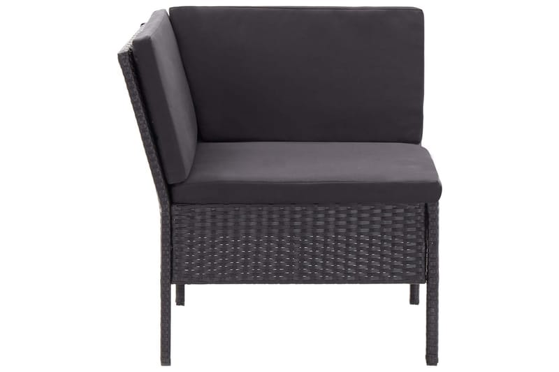 Haveloungesæt 3 Dele med Hynder Polyrattan Sort - Sort - Havemøbler - Loungemøbler - Loungesæt