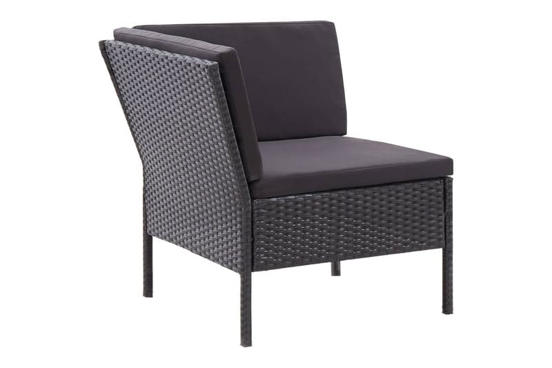 Haveloungesæt 3 Dele med Hynder Polyrattan Sort - Sort - Havemøbler - Loungemøbler - Loungesæt