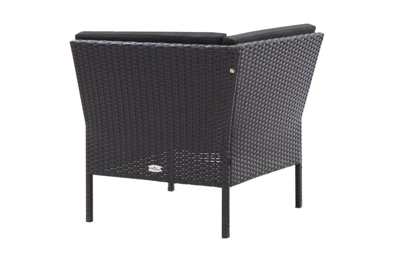 Haveloungesæt 3 Dele med Hynder Polyrattan Sort - Sort - Havemøbler - Loungemøbler - Loungesæt