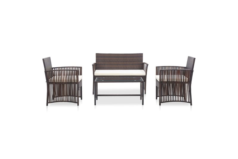 haveloungesæt 4 dele med hynde polyrattan brun - Brun - Havemøbler - Loungemøbler - Loungesæt