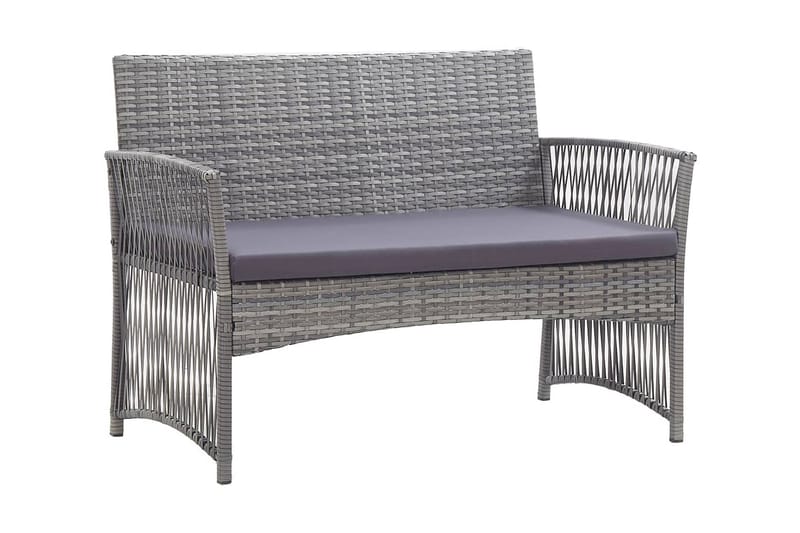 Haveloungesæt 4 Dele Med Hynde Polyrattan Antracitgrå - Grå - Havemøbler - Loungemøbler - Loungesæt