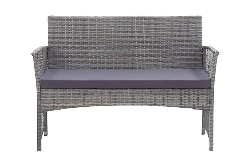 Haveloungesæt 4 Dele Med Hynde Polyrattan Antracitgrå - Grå - Havemøbler - Loungemøbler - Loungesæt