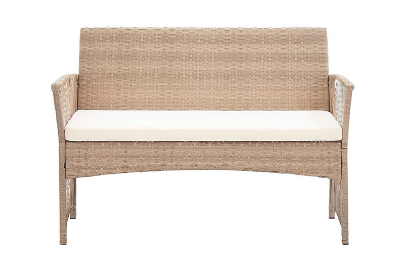 Haveloungesæt 4 Dele Med Hynde Polyrattan Beige - Beige - Havemøbler - Loungemøbler - Loungesæt