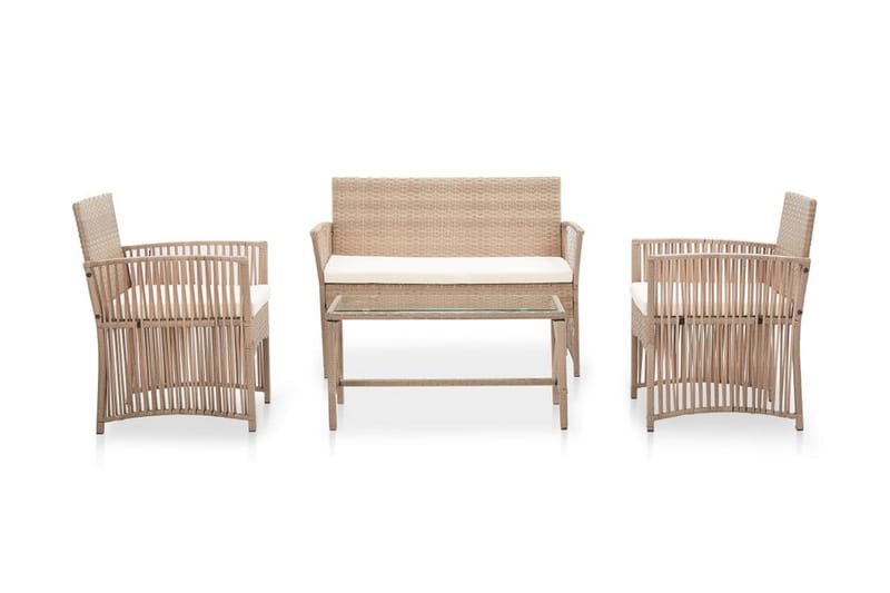 Haveloungesæt 4 Dele Med Hynde Polyrattan Beige - Beige - Havemøbler - Loungemøbler - Loungesæt