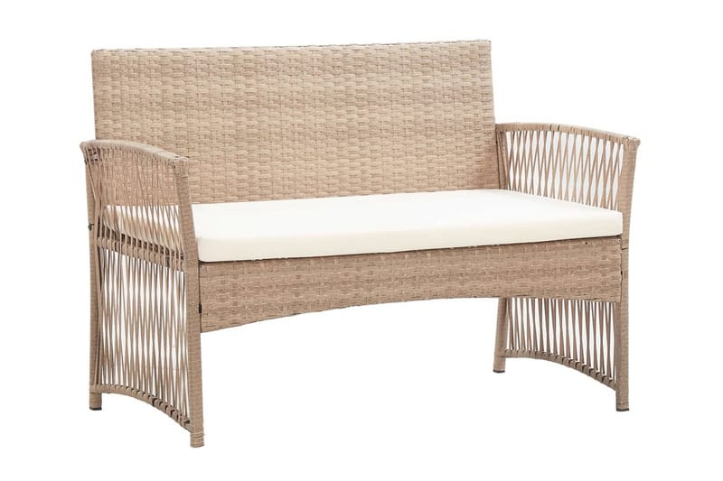 Haveloungesæt 4 Dele Med Hynde Polyrattan Beige - Beige - Havemøbler - Loungemøbler - Loungesæt