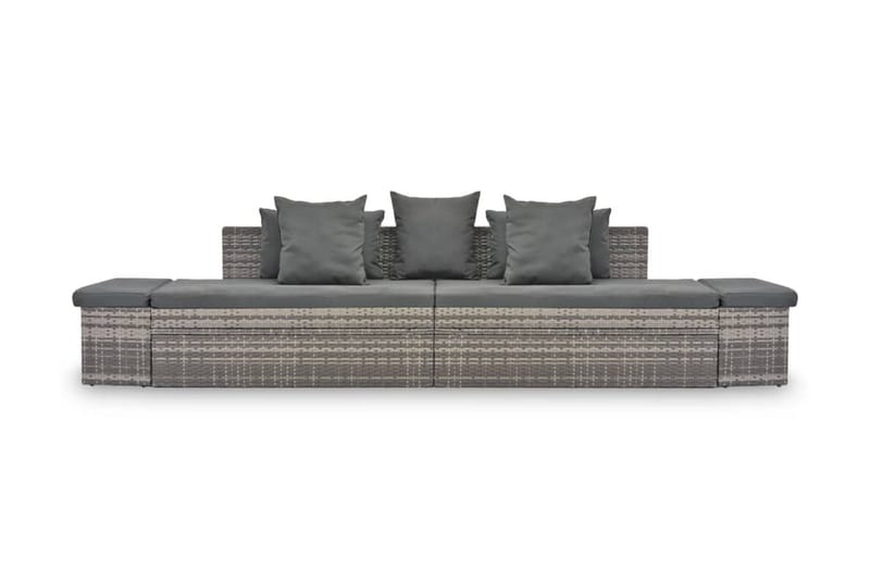 Haveloungesæt 4 Dele Med Hynder Polyrattan Grå - Grå - Havemøbler - Loungemøbler - Loungesæt