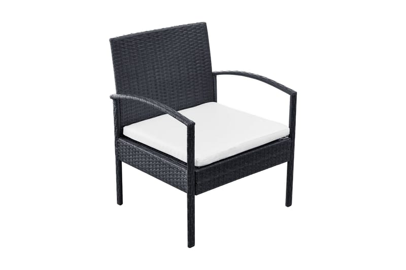 Haveloungesæt 4 Dele Med Hynder Polyrattan Sort - Sort - Havemøbler - Loungemøbler - Loungesæt