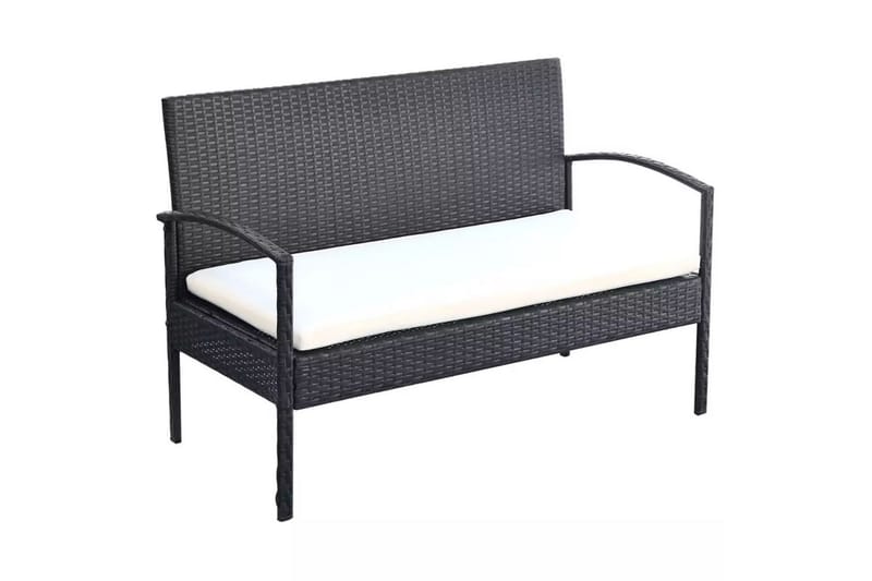 Haveloungesæt 4 Dele Med Hynder Polyrattan Sort - Sort - Havemøbler - Loungemøbler - Loungesæt