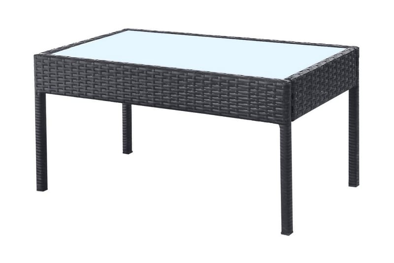 Haveloungesæt 4 Dele Med Hynder Polyrattan Sort - Sort - Havemøbler - Loungemøbler - Loungesæt