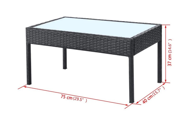 Haveloungesæt 4 Dele Med Hynder Polyrattan Sort - Sort - Havemøbler - Loungemøbler - Loungesæt