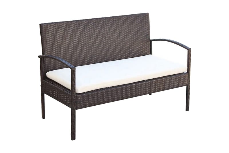Haveloungesæt 4 Dele Med Hynder Polyrattan Brun - Brun - Havemøbler - Loungemøbler - Loungesæt