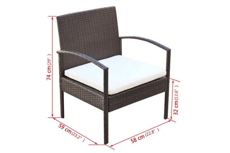 Haveloungesæt 4 Dele Med Hynder Polyrattan Brun - Brun - Havemøbler - Loungemøbler - Loungesæt