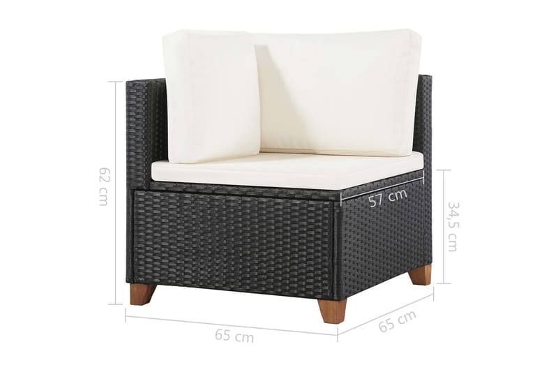 Haveloungesæt 4 Dele Med Hynder Polyrattan Sort - Sort - Havemøbler - Loungemøbler - Loungesæt