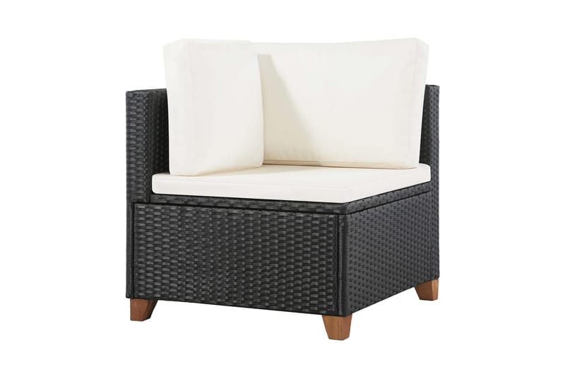 Haveloungesæt 4 Dele Med Hynder Polyrattan Sort - Sort - Havemøbler - Loungemøbler - Loungesæt