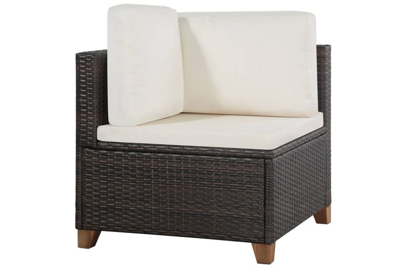 Haveloungesæt 4 Dele Med Hynder Polyrattan Brun - Brun - Havemøbler - Loungemøbler - Loungesæt