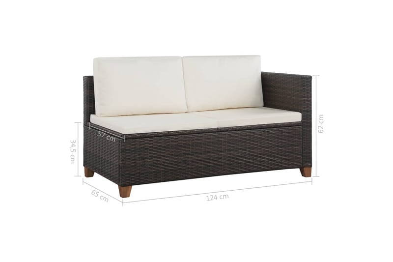 Haveloungesæt 4 Dele Med Hynder Polyrattan Brun - Brun - Havemøbler - Loungemøbler - Loungesæt