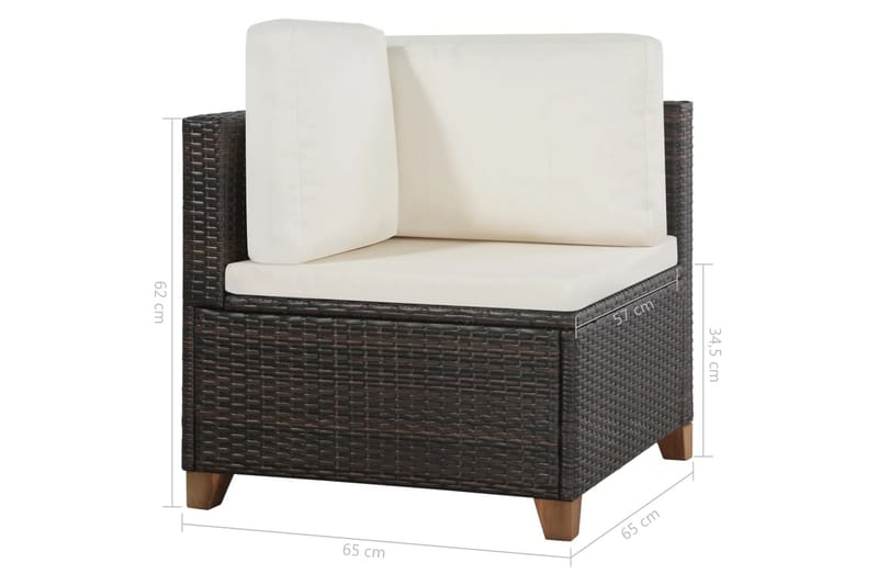 Haveloungesæt 4 Dele Med Hynder Polyrattan Brun - Brun - Havemøbler - Loungemøbler - Loungesæt