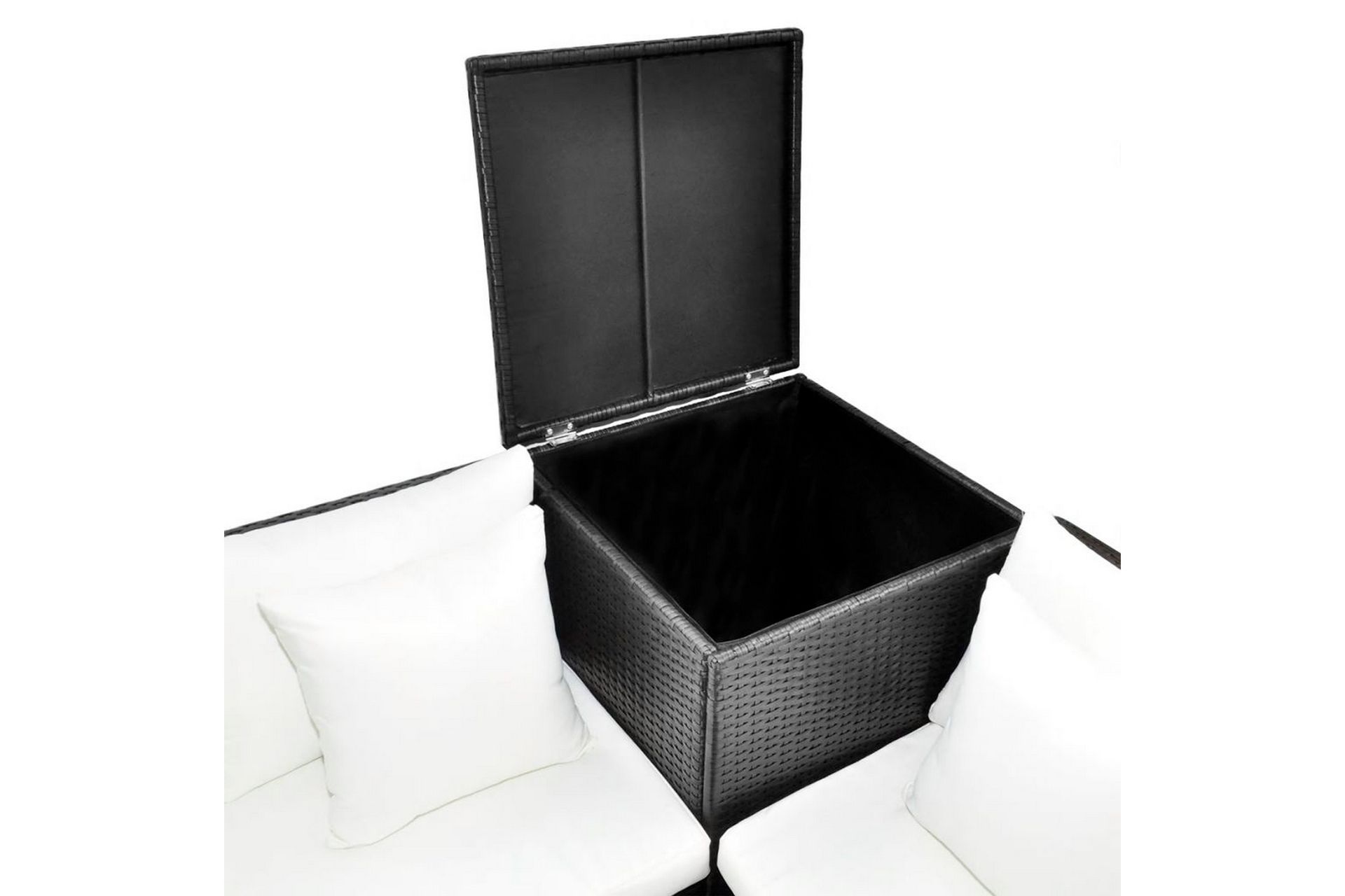 Haveloungesæt 4 Dele Med Hynder Polyrattan Sort - Sort - Havemøbler - Loungemøbler - Loungesæt